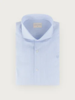 CAMISA COMFORT MICRO RAYAS CELESTE