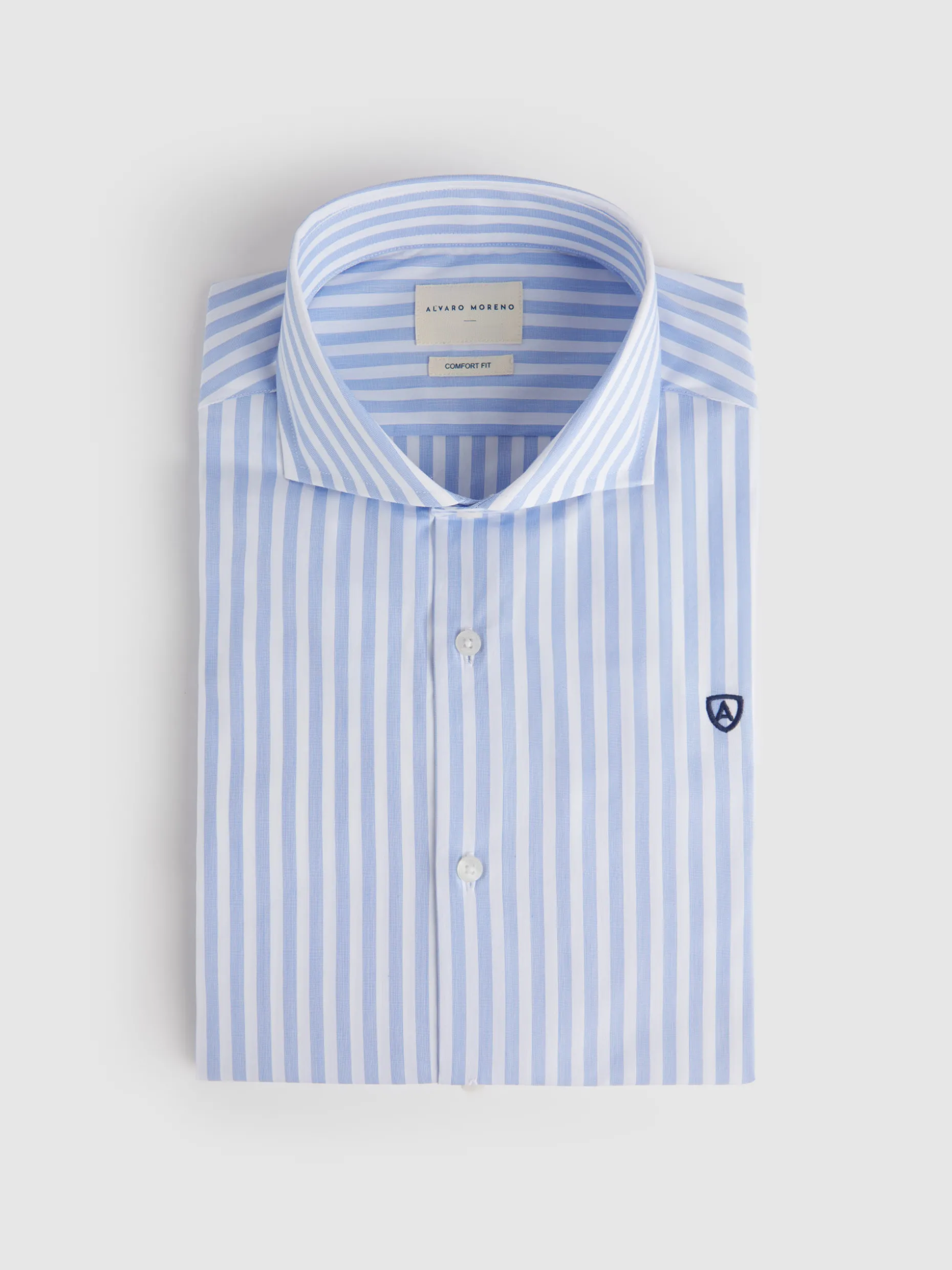 CAMISA COMFORT RAYAS CELESTE