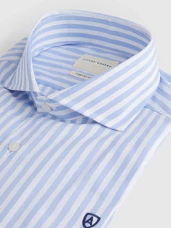 CAMISA COMFORT RAYAS CELESTE