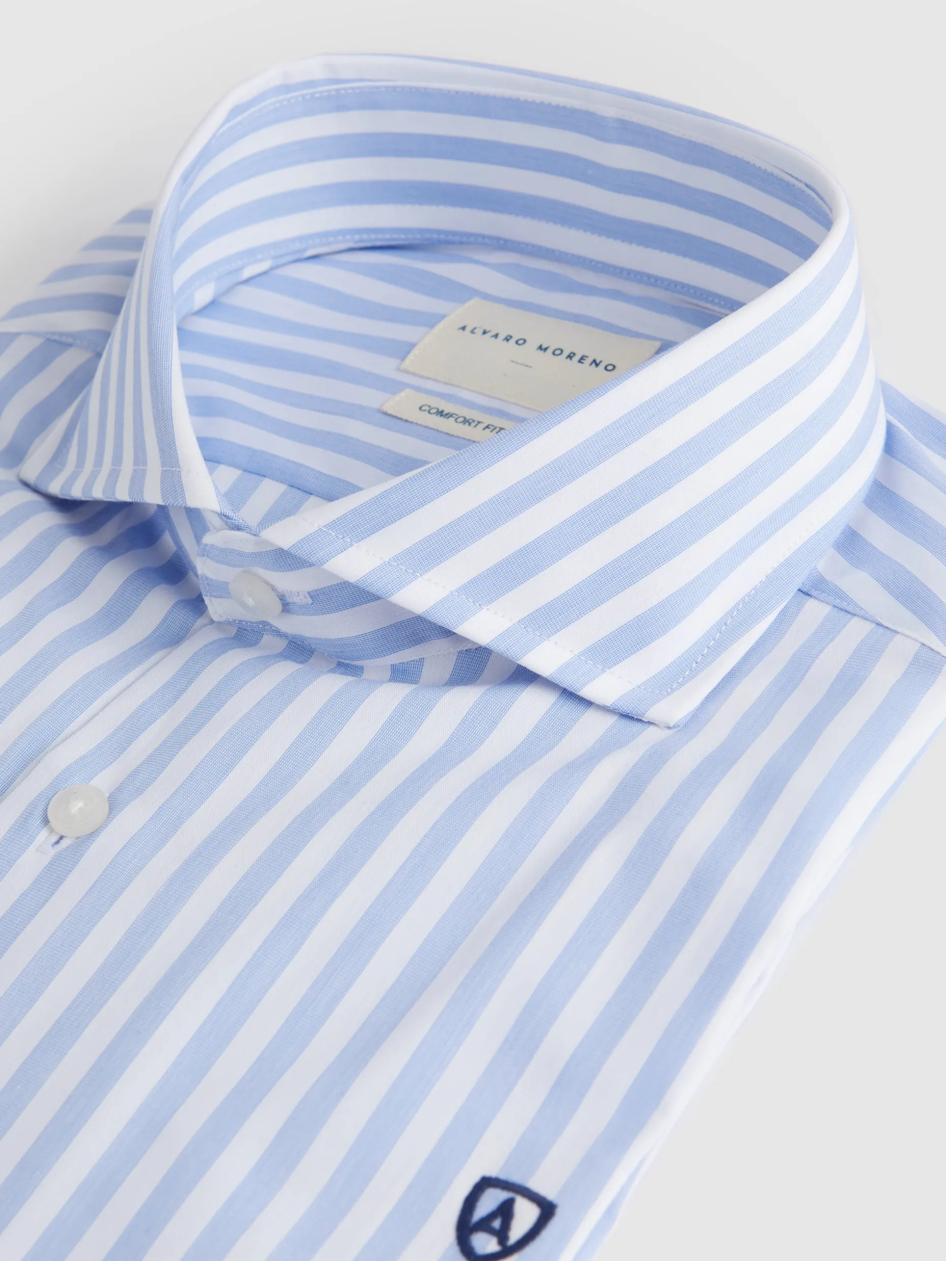 CAMISA COMFORT RAYAS CELESTE