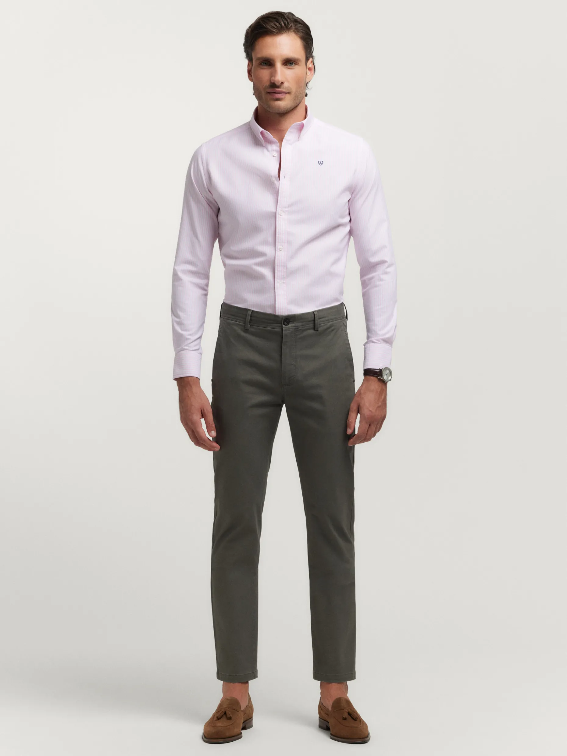 CAMISA OXFORD RAYAS ROSA