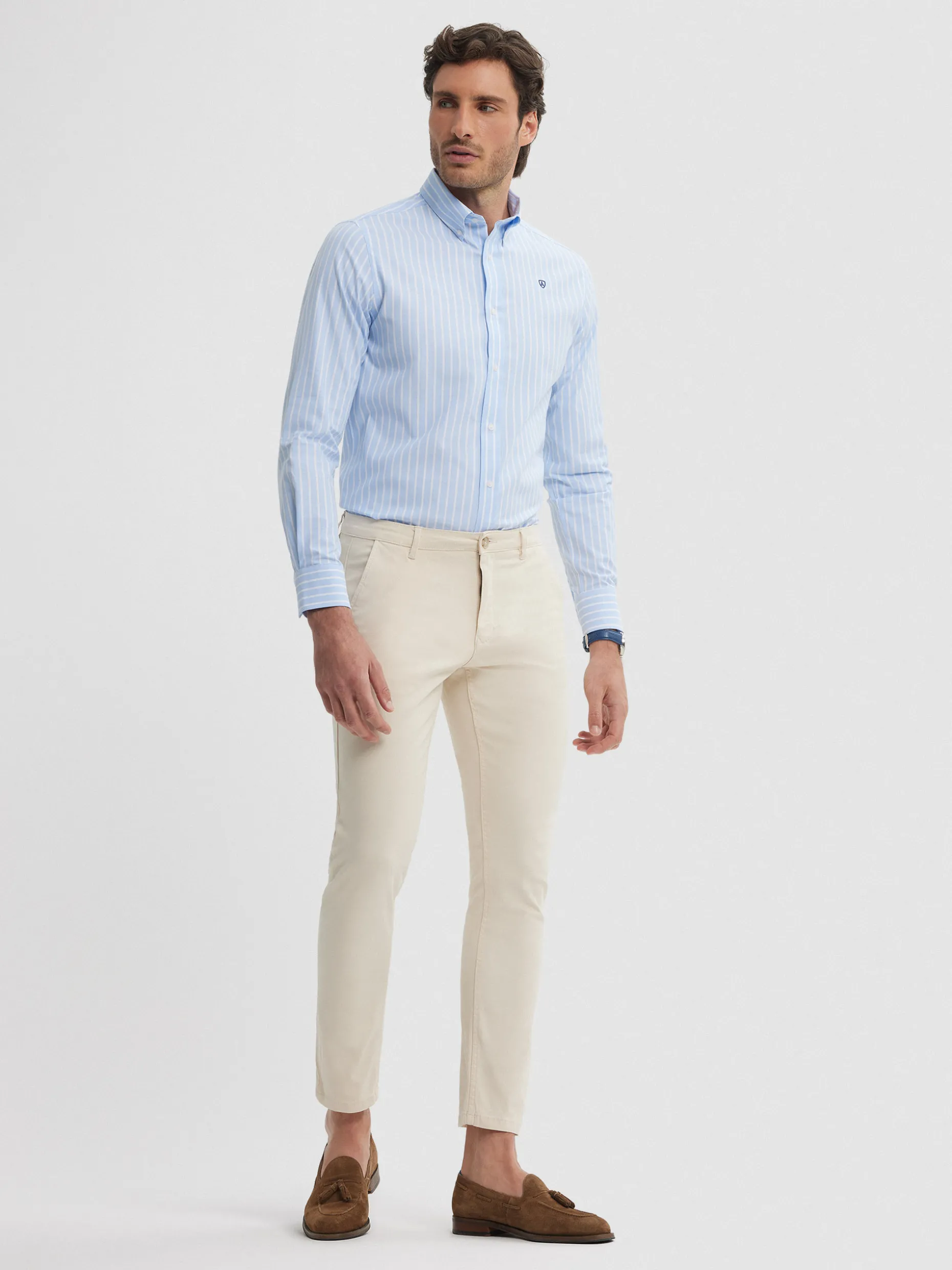 CAMISA RAYAS DUTTON CELESTE