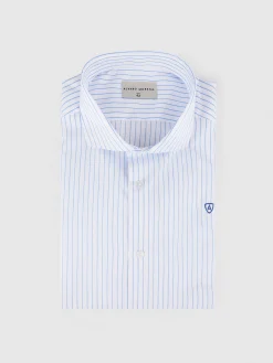 CAMISA RAYAS ESTRUCTURA CELESTE