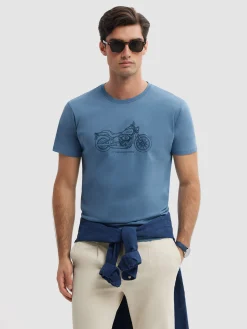 CAMISETA MOTORCYCLE AZUL