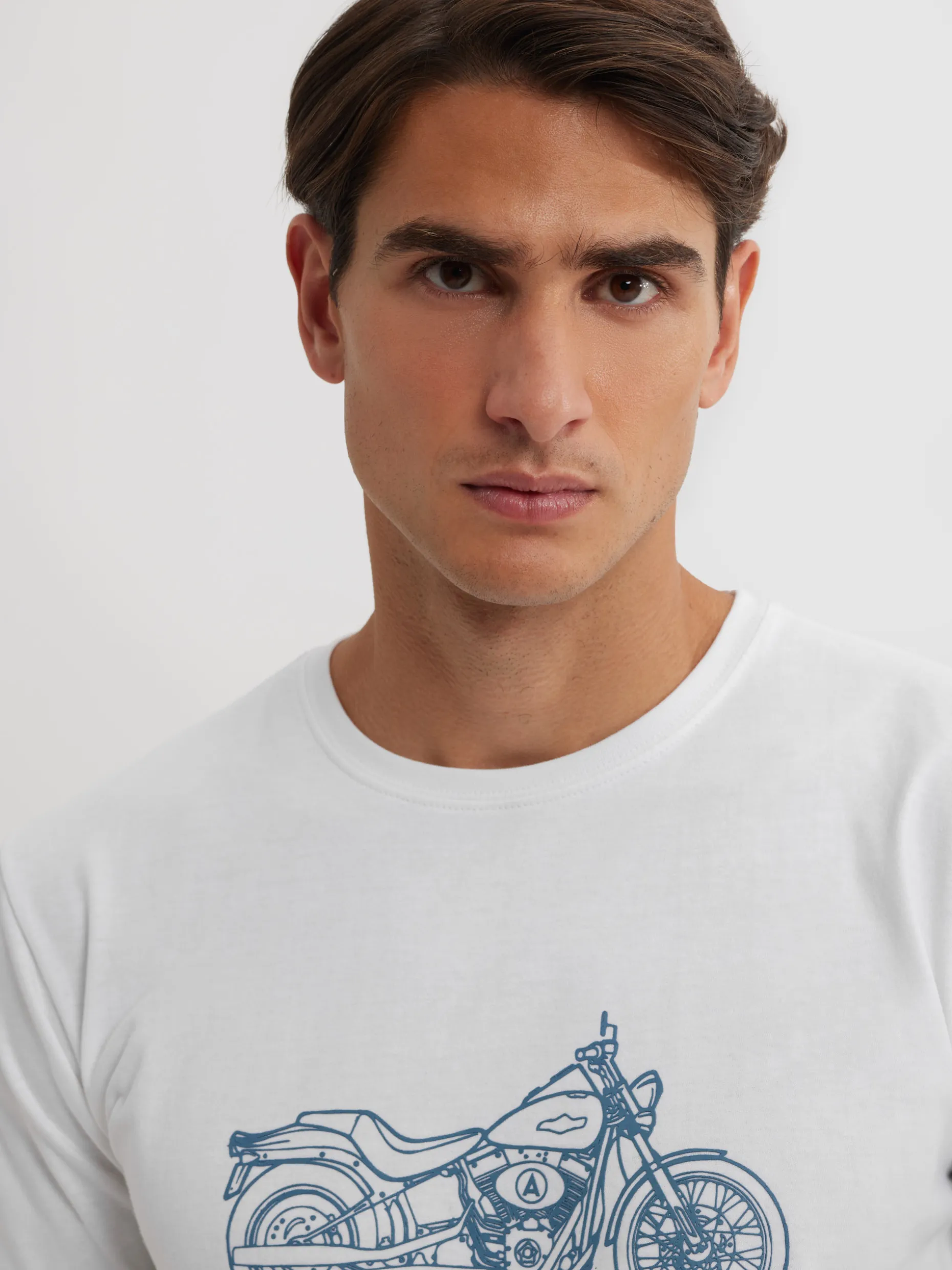 CAMISETA MOTORCYCLE BLANCO