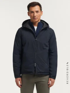 CAZADORA RATCHED REVERSIBLE AZUL MARINO | MARRÓN