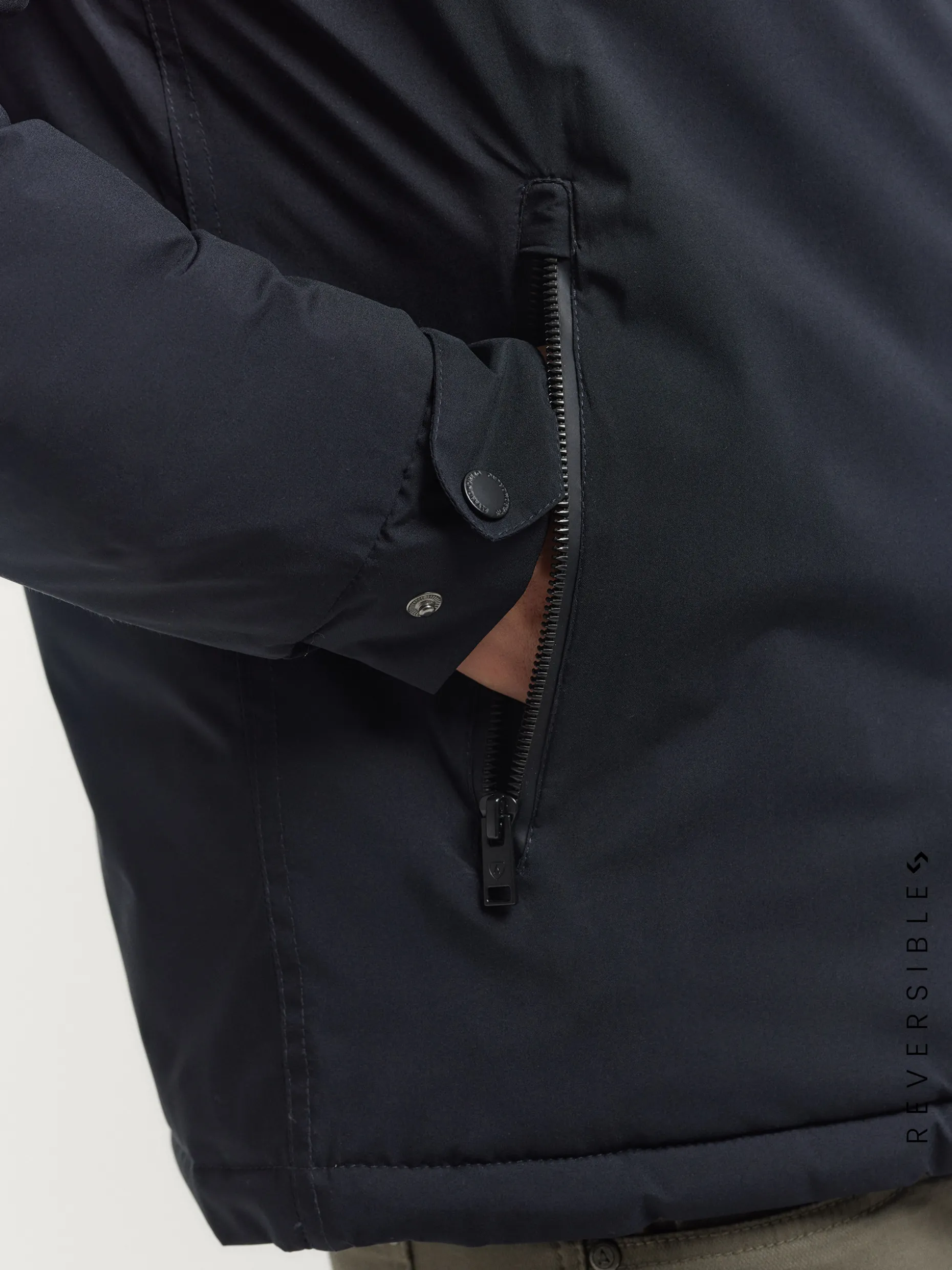 CAZADORA RATCHED REVERSIBLE AZUL MARINO | MARRÓN