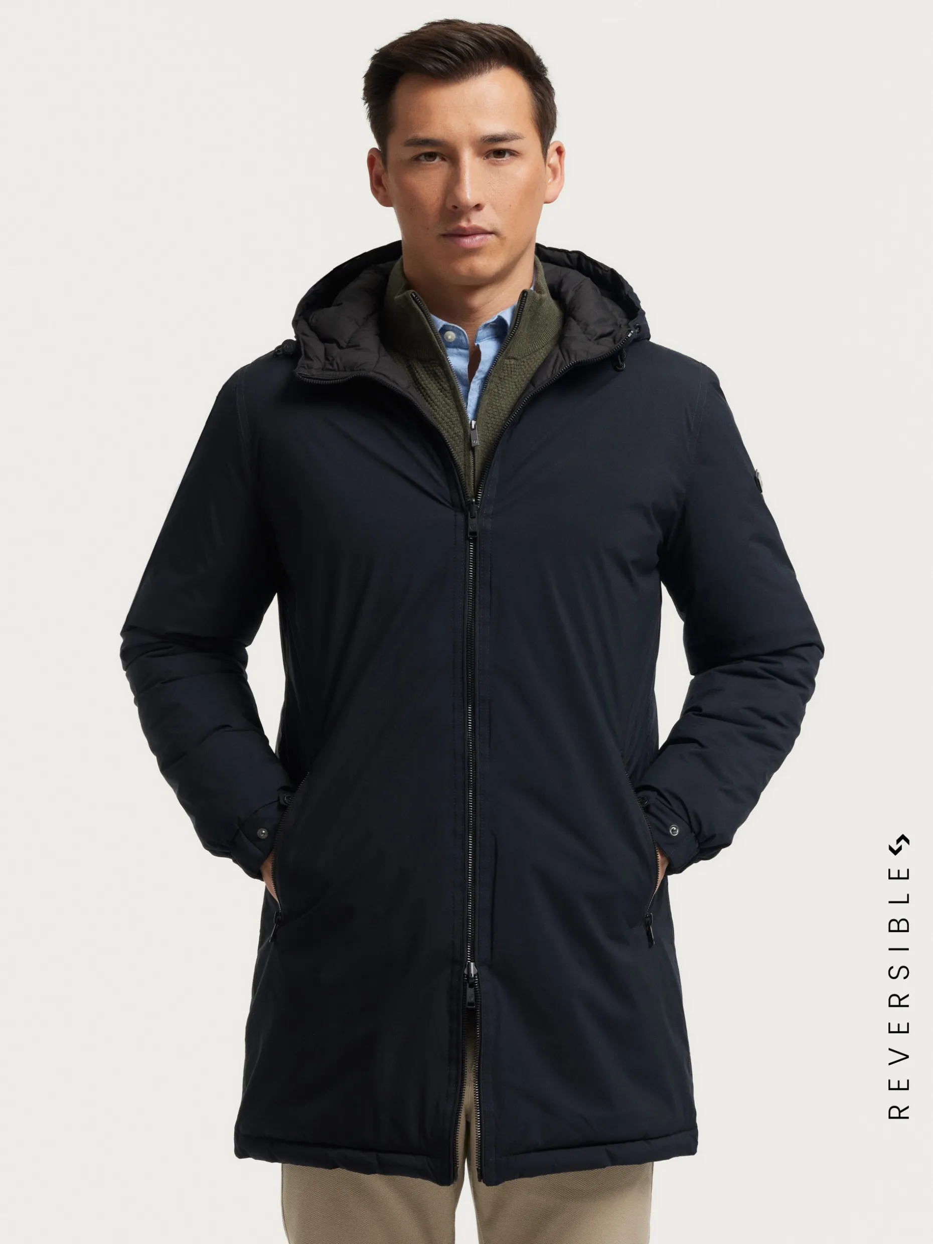 PARKA RATCHED REVERSIBLE AZUL MARINO | MARRÓN