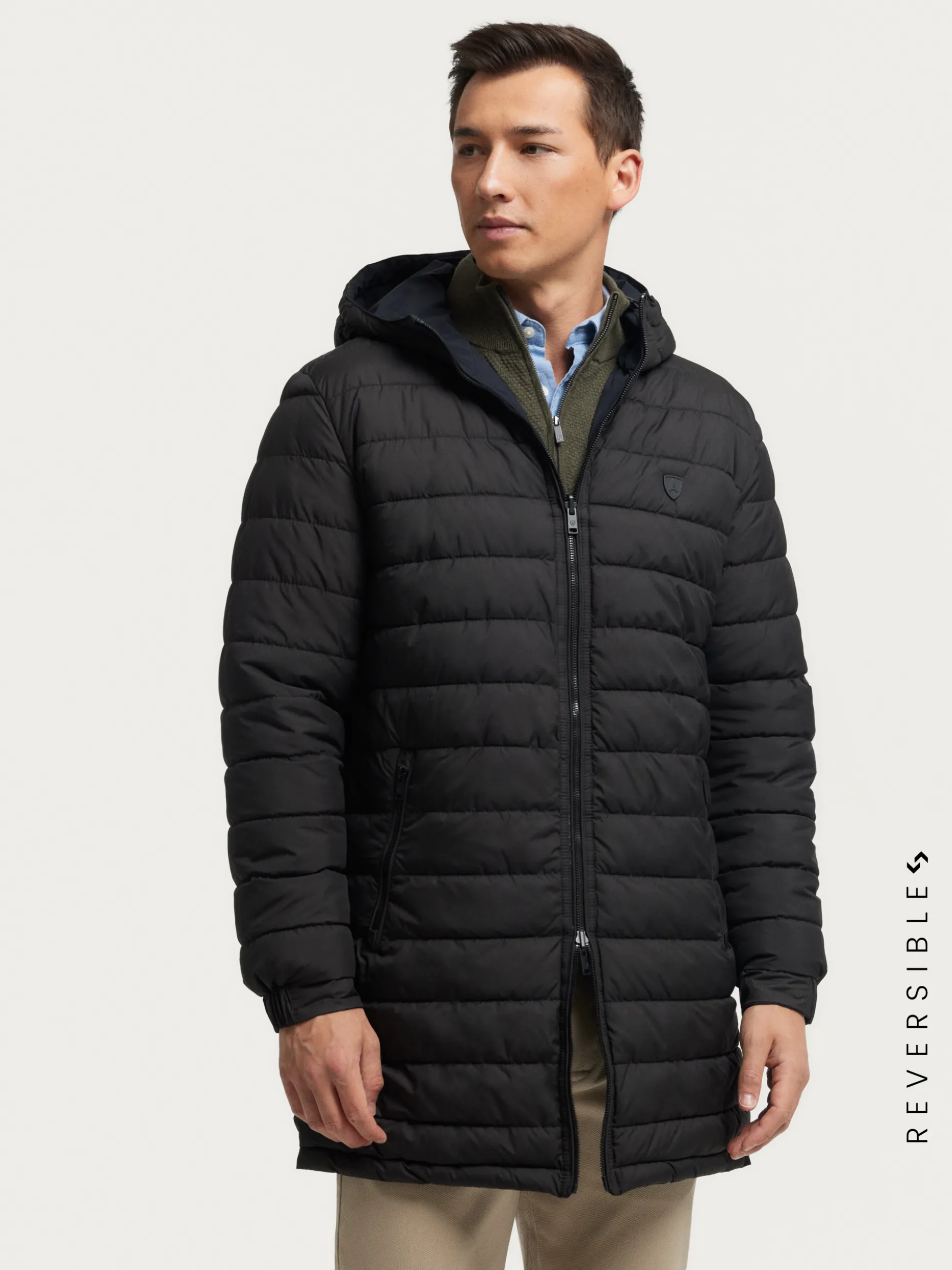 PARKA RATCHED REVERSIBLE AZUL MARINO | MARRÓN